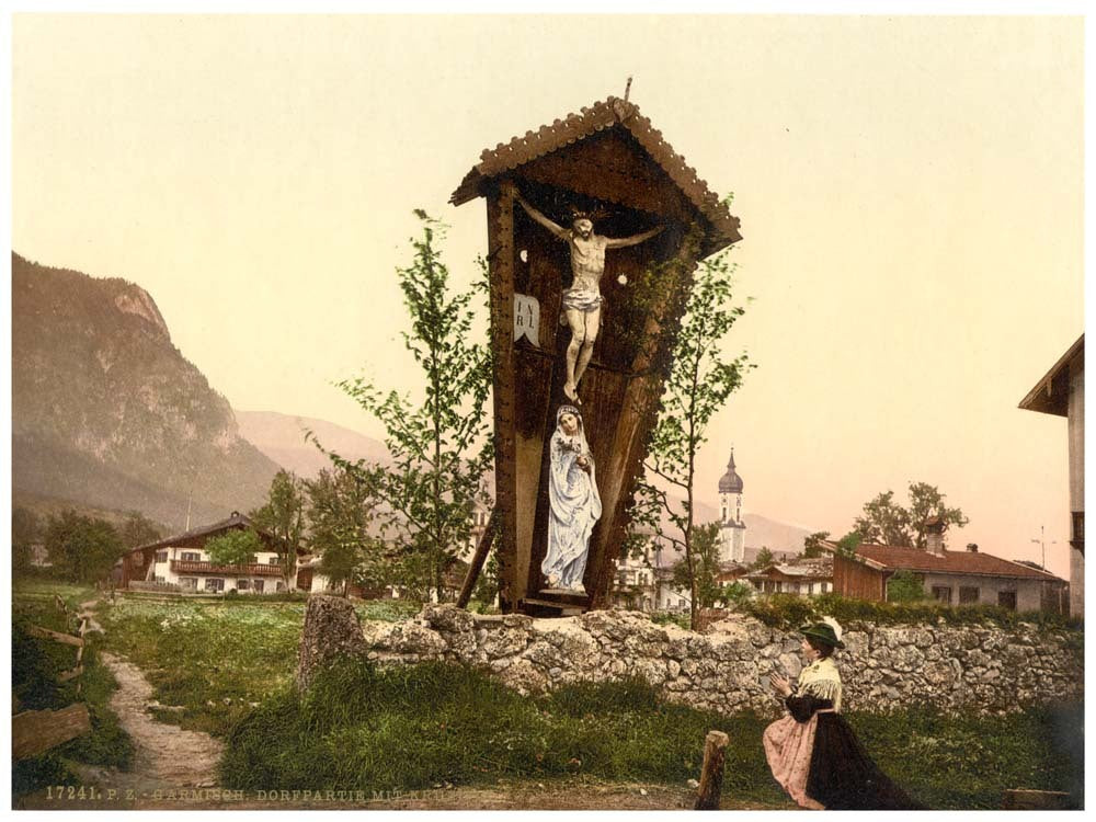 View showing crucifix, Garmisch, Upper Bavaria, Germany 0400-3008