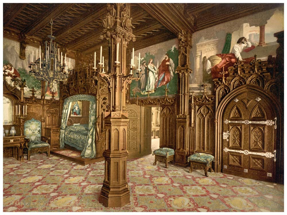 Pictures of Tristan story, bedroom, Neuschwanstein Castle, Upper Bavaria, Germany 0400-3304
