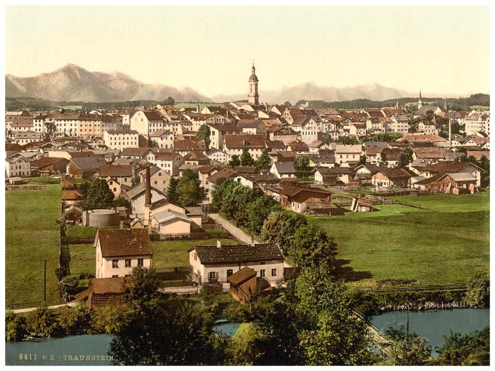 Traunstein, general view, Upper Bavaria, Germany 0400-3345