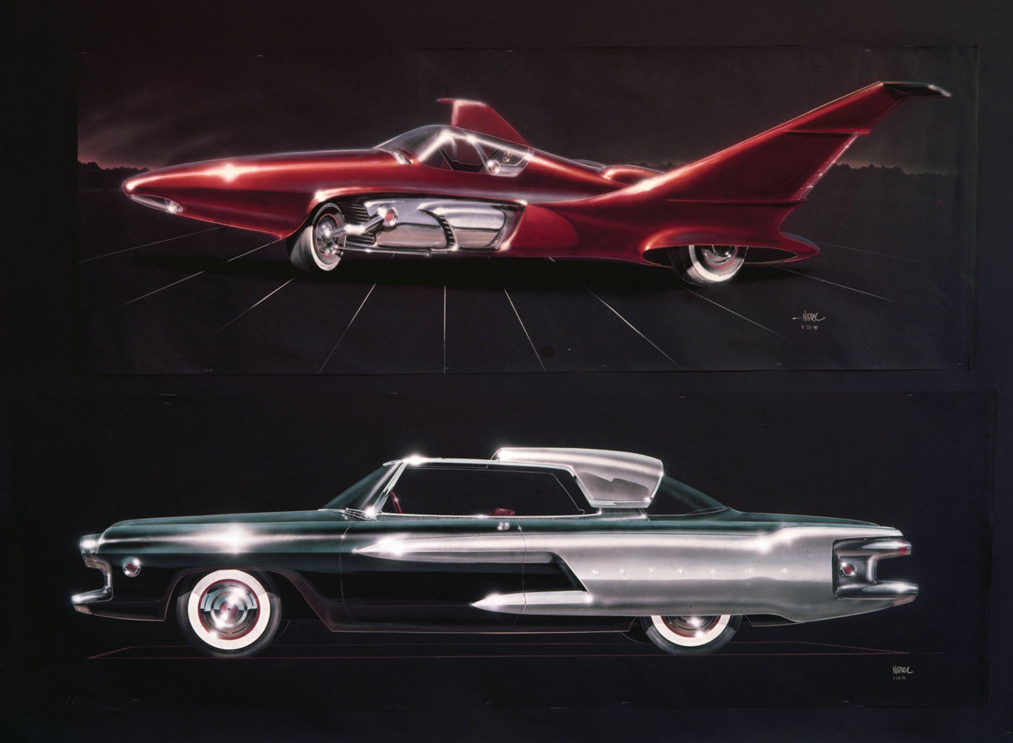 1955 Ford concept car student renderings used in F 0401-1617