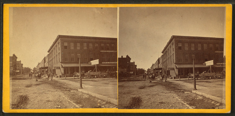 People in front of a meat store, Davenport, Iowa.