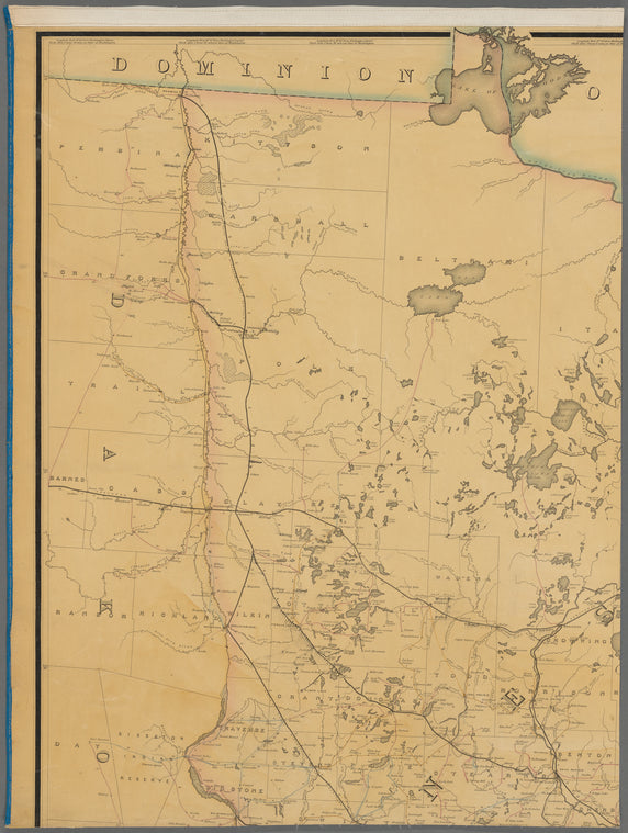 Post route map of the state of Minnesota, : with adjacent parts of Iowa, Nebraska, Dakota, Wisconsin and of the British possessions