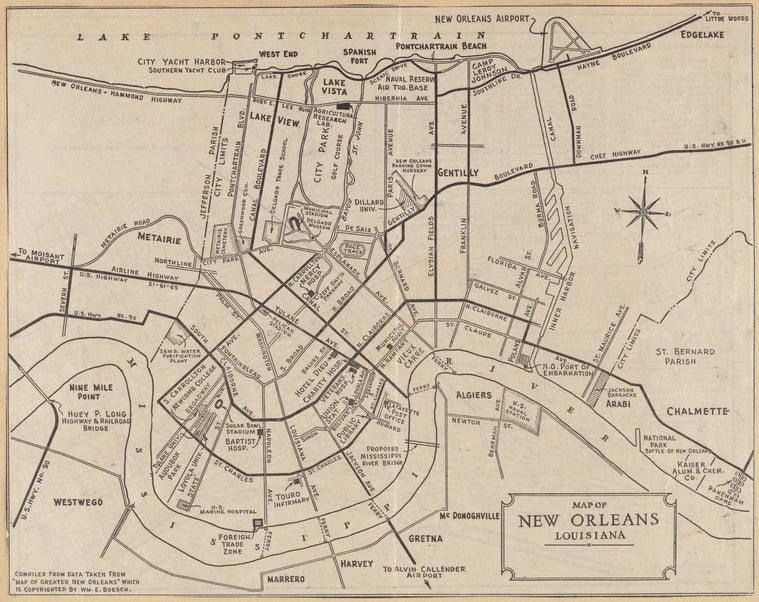 Map of the business district of New Orleans ; Map of New Orleans, Louisiana