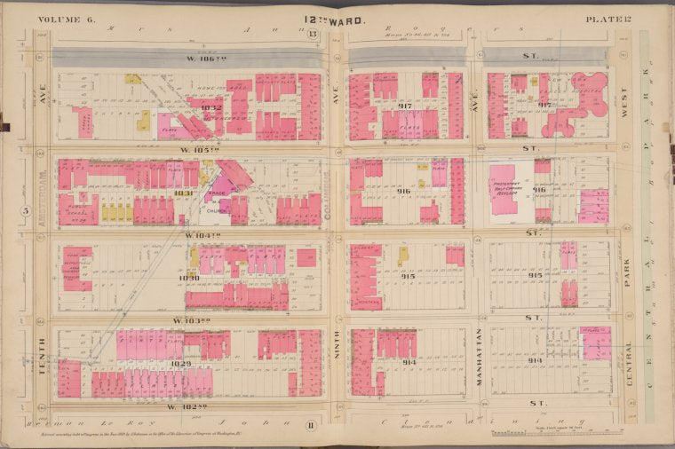 Map bounded by W. 106th St., Central Park W., W. 102nd St., 10th Ave.