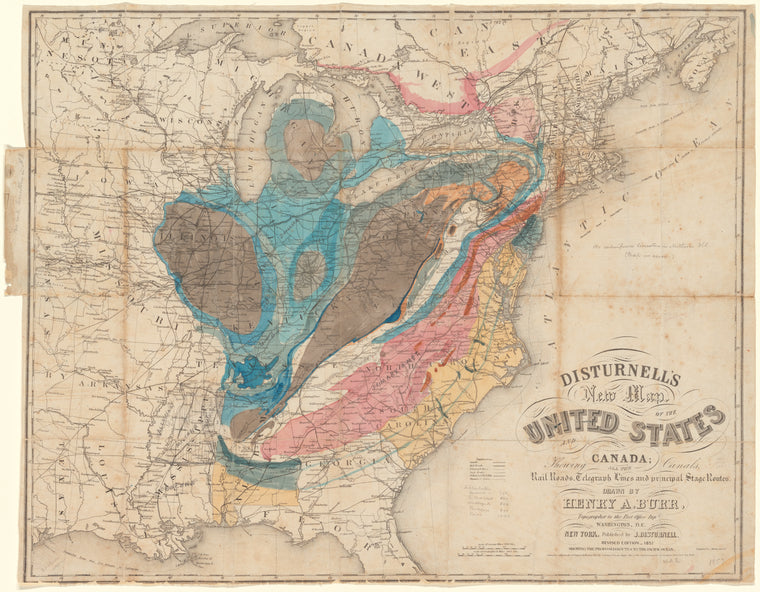 Disturnell's new map of the United States and Canada: showing all the canals, rail roads, telegraph lines and principal stage routes