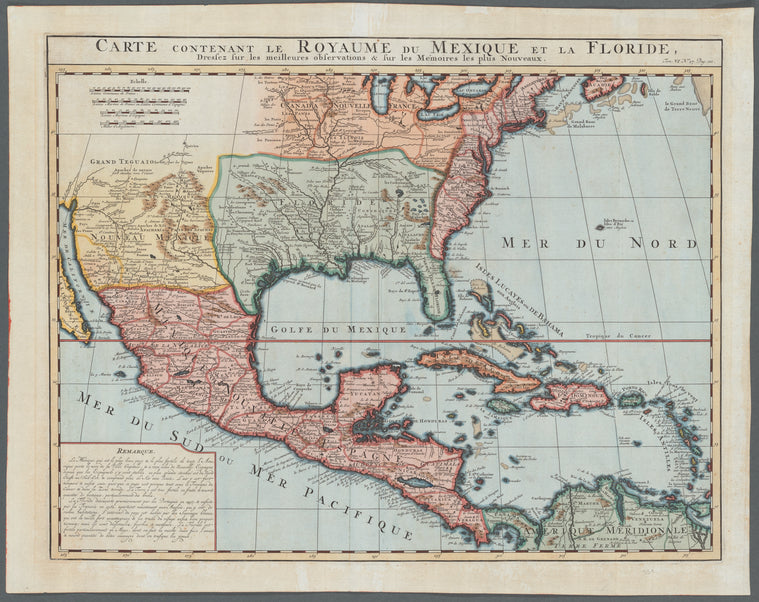 Carte contenant le royaume du Mexique et la Floride: dressée sur les meilleures observations & sur les mémoires les plus nouveaux