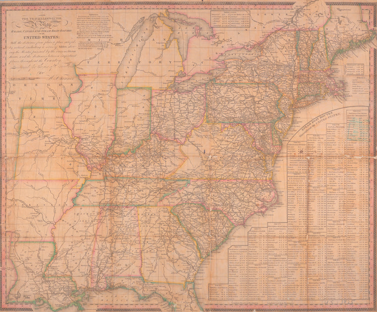 Map of the roads, canals and steam boat routes of the United States : with the distances from place to place carefully noticed ...
