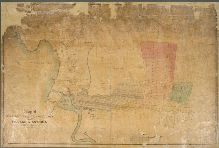 Map of 465 valuable building lots in the village of Astoria, Long Island.