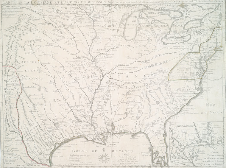 Carte de la Louisiane et du cours du Mississipi : dressée sur un grande nombre de memoires entrautres sur ceux de Mr. le Maire