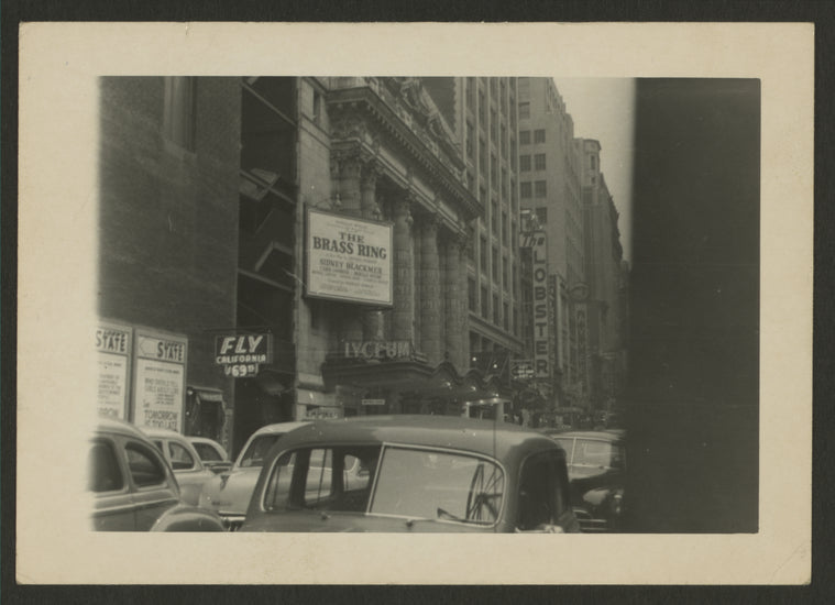Marquee of the Lyceum Theatre advertising the stage production The Brass Ring