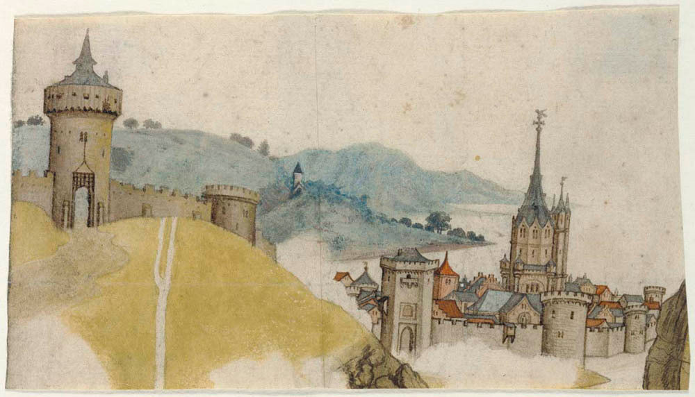 View of a Walled City in a River Landscape Gm-00027301