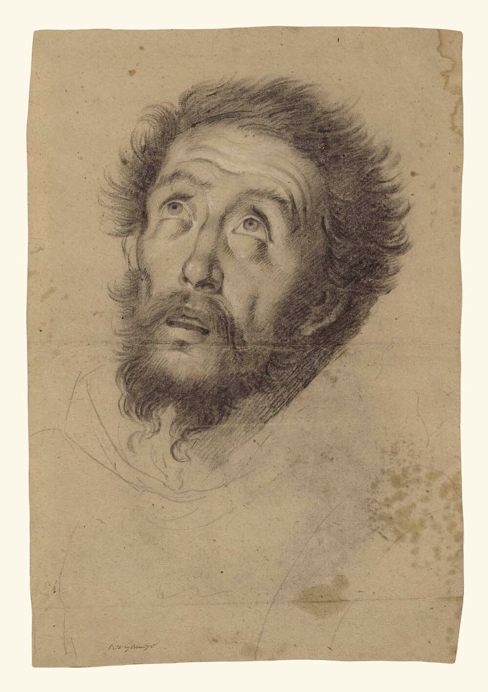 Head of Saint Francis (recto); Studies of the Head of Saint Francis, Head of an Old Man, and Two Right Hands (verso) Gm-00034001