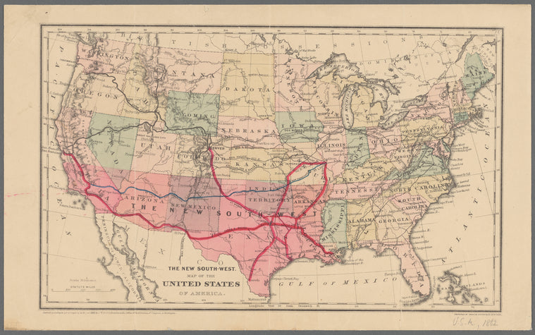 The new South-West, map of the United States of America