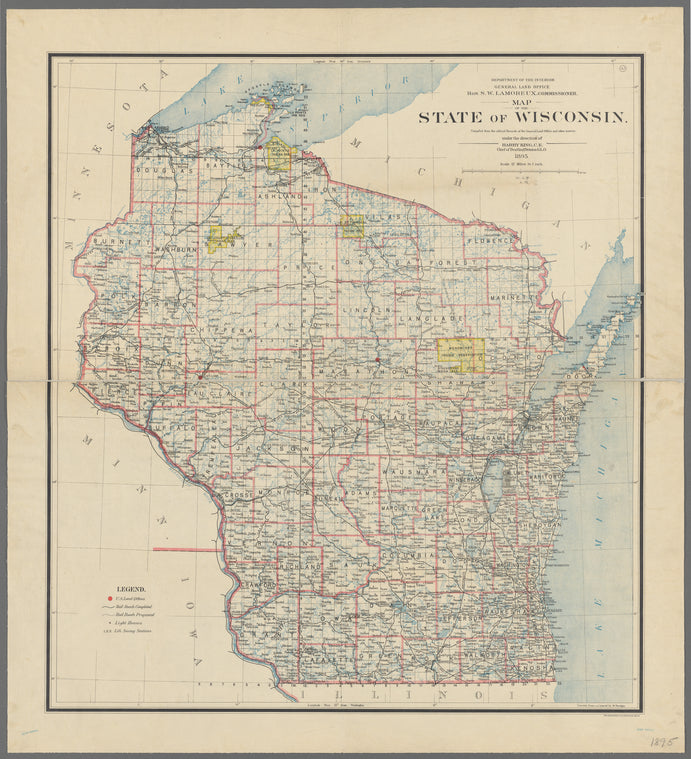 Map of the state of Wisconsin
