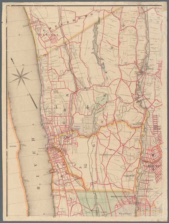 Map of upper New York City and adjacent country: showing the city above 125th street : the city of Yonkers and townships of East Chester, West Chester, Pelham and New Rochelle, and a portion of Mamaroneck