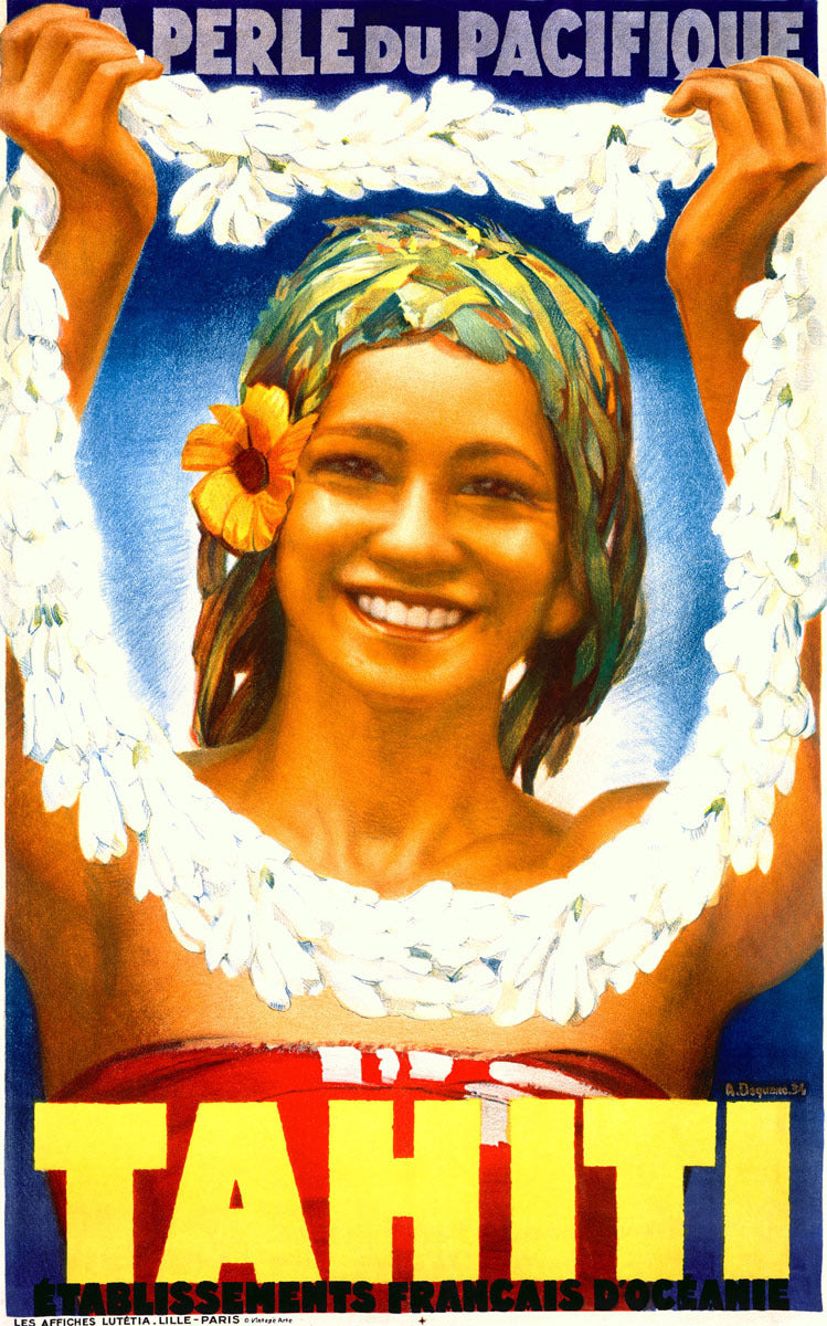 VINTAGE 1935 TAHITI TRAVEL POSTER 0000-3640