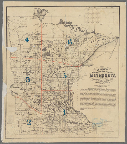 Rice's township & rail road map of Minnesota, 1871