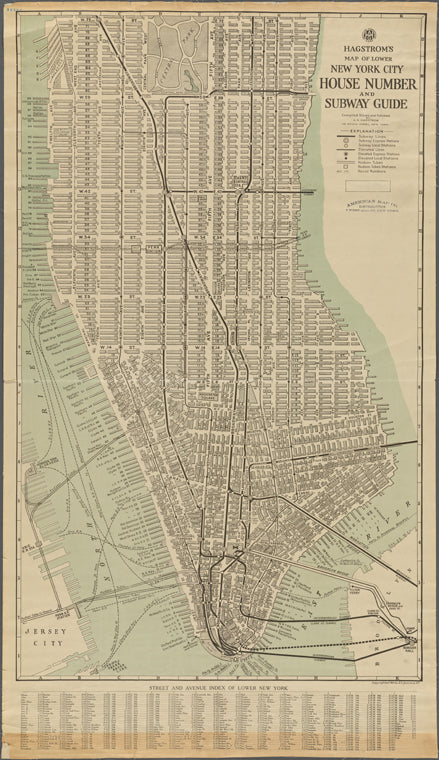 Hagstrom's map of lower New York City : house number and subway guide