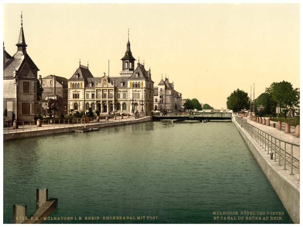 Rhone and Rhine Canal and Post, Mulhausen, Alsace Lorraine, Germany 0400-2873