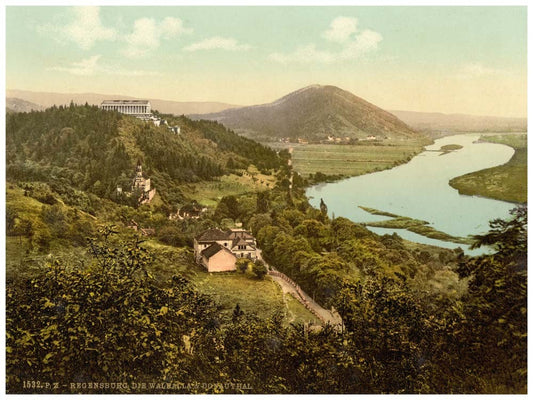The Walhalla with view in the Danube Valley, Ratisbon (regensburg), Bavaria, Germany 0400-2969