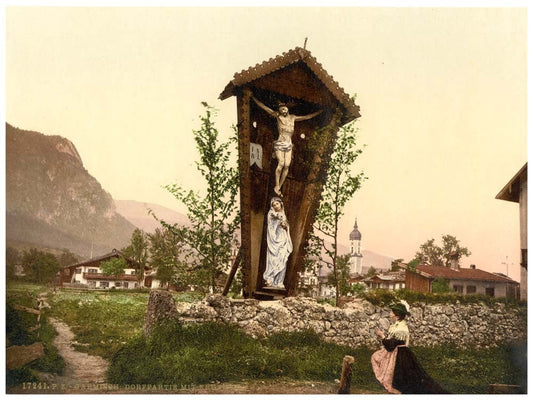 View showing crucifix, Garmisch, Upper Bavaria, Germany 0400-3008
