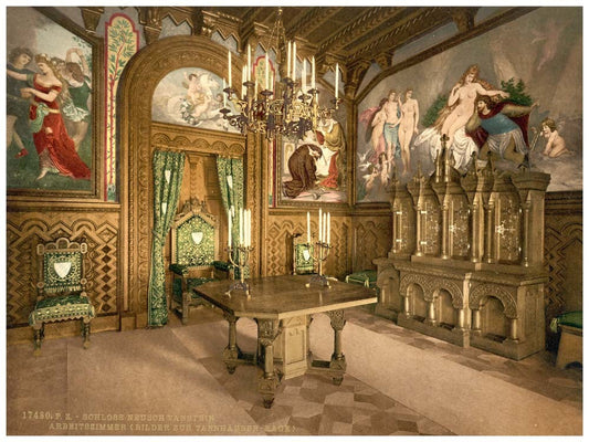Pictures of the Tannhauser story, Arbeitszimmer, Neuschwanstein Castle, Upper Bavaria, Germany 0400-3302