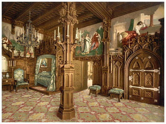 Pictures of Tristan story, bedroom, Neuschwanstein Castle, Upper Bavaria, Germany 0400-3304