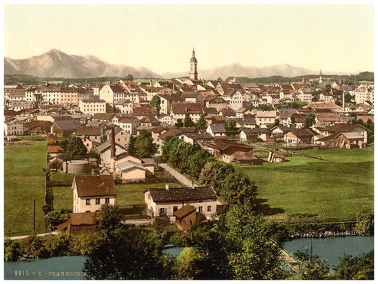 Traunstein, general view, Upper Bavaria, Germany 0400-3345