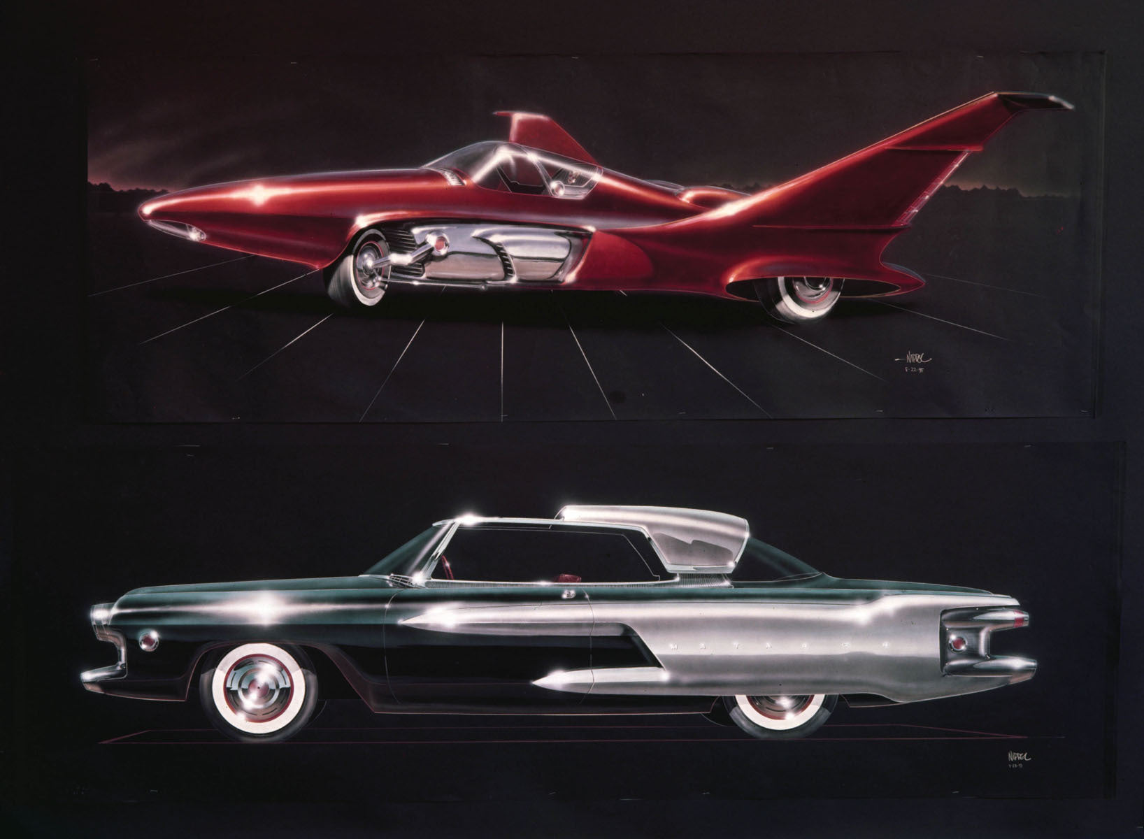 1955 Ford concept car student renderings used in F 0401-1617