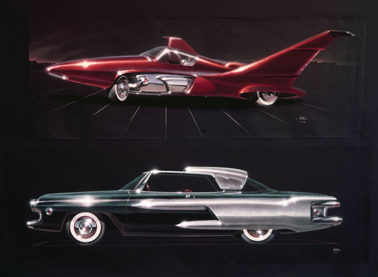 1955 Ford concept car student renderings used in F 0401-1617