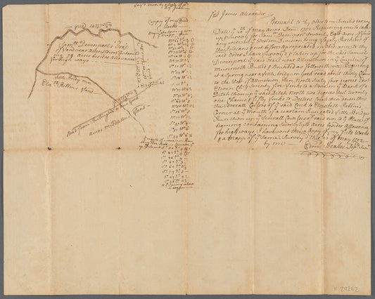 Saml. Devenports mapp of his tract by Allinstown, 1752 (survey of land near Allentown, New Jersey, by order of James Alexander)