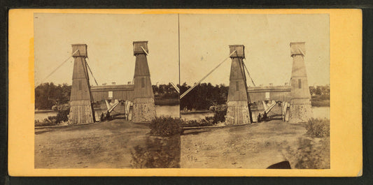 Suspension bridge from  St. Anthony's Falls to Minnesota.