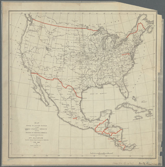 Map showing the principal railways of the United States, Mexico, and the states of Central America
