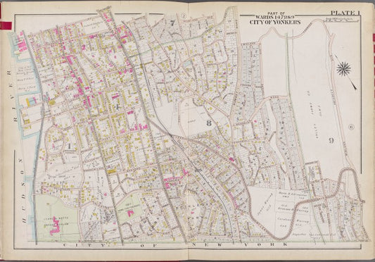 Westchester, V. 2, Double Page Plate No. 1 [Map bounded by Woodland Ave., Midland Terrace, Midland Ave., City of New York, Hudson River]