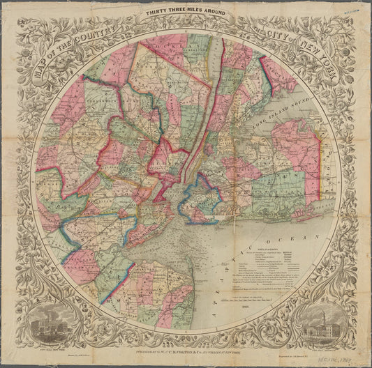 Map of the country thirty three miles around the City of New York