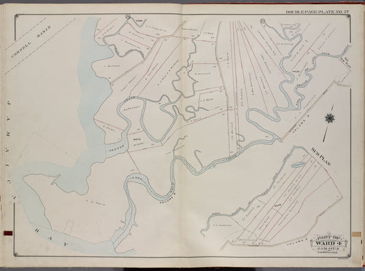 Queens, V. 1, Double Page Plate No. 27; Part of Jamaica, Ward 4; [Map bounded by Black Stone Creek, East Branch of Long Neck Creek, Jamaica Bay]