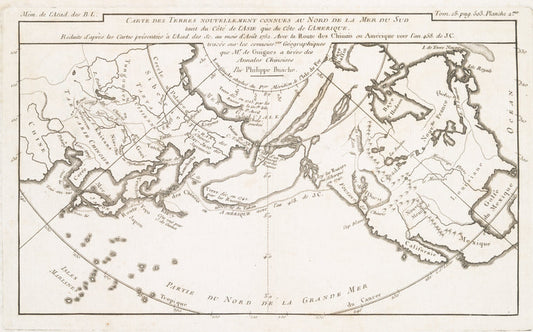 Carte des terres nouvellement connues au nord de la Mer du Sud, tant du Côtè de l'Asie que du Côte de l'Amerique ...