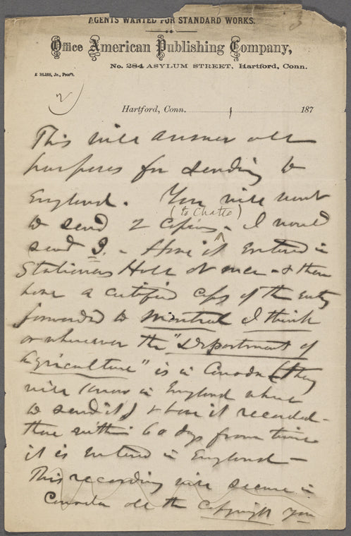 American Publishing Company. Manuscript memorandum in an unknown hand.
