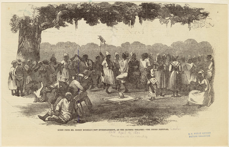 Scene from Mr. Henry Russell's new entertainment, at the Olympic Theatre : The Negro festival