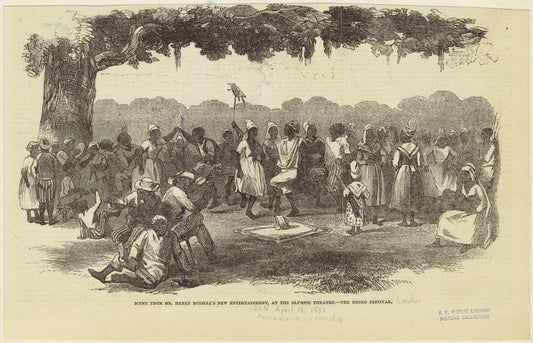 Scene from Mr. Henry Russell's new entertainment, at the Olympic Theatre : The Negro festival