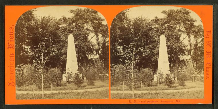 [A cadet looking at the Herndon Monument.]