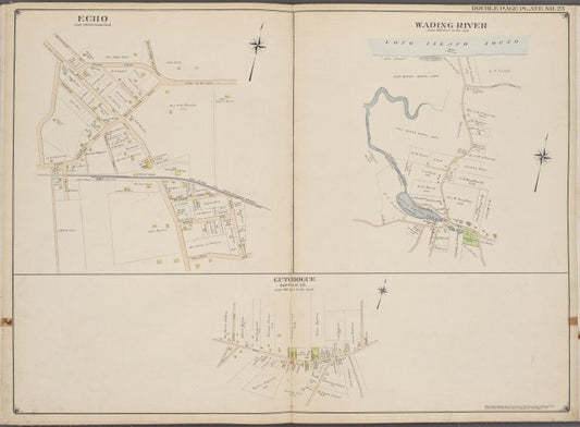 Suffolk County, V. 2, Double Page Plate No. 23 [Map bounded by Egho, Wading River, Cutgiogue]
