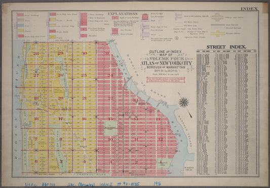 Outline and Index Map of Volume Four, Atlas of New York City, Borough of Manhattan, 110th St. to 145th St.