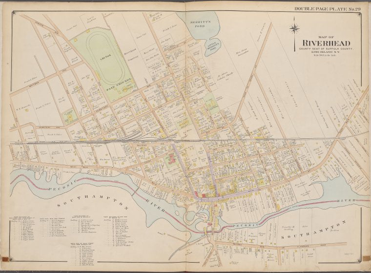 Suffolk County, V. 2, Double Page Plate No. 29 [Map bounded by Map of Riverhead]