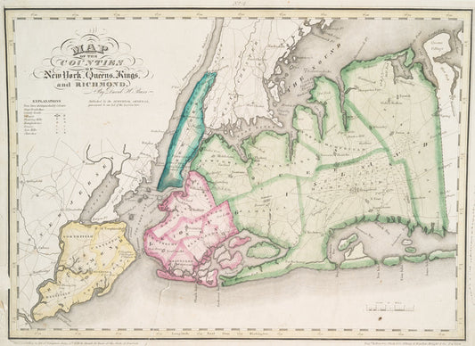 Map of the counties of New York, Queens, Kings, and Richmond.