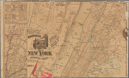 Watson's new map of New York and adjacent cities