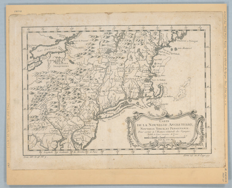 Carte de la Nouvelle Angleterre, Nouvelle Yorck, et Pensilvanie : pour servirà l'Histoire générale des voyages