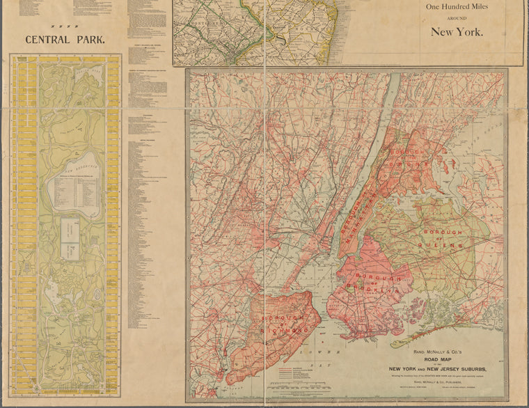 Rand McNally & Co.'s road map of the New York and New Jersey suburbs : showing the boundary lines of the Greater New York with the good roads specially marked