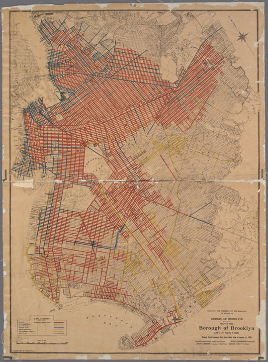 Map of the Borough of Brooklyn, City of New York, showing street pavements other than cobble stone.
