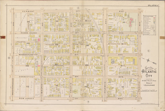 Atlantic City, Double Page Plate No. 6 [Map bounded by Vermont Ave., Pacific Ave., New Jersey Ave., Mediterranean Ave.]